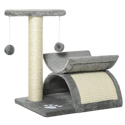 Abbildung von PawHut Kratzbaum Katzenbaum Spielbaum Katzenkratzbaum Katzen mit Ball Hellgrau, 40L x 30B 43H cm