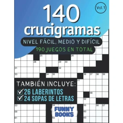 Abbildung von 140 Crucigramas para adultos, nivel facil, medio y dificil (Vol. 1): Libro de pasatiempos con 190 juegos, incluyendo laberintos sopas letras