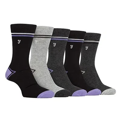 Abbildung von Farah 5er Pack Herren Bambussocken Bunt Farbig Business Socken (39 45, Schwarz /Lila)
