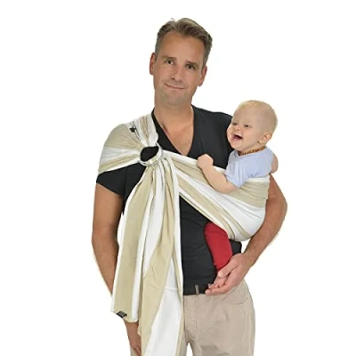 Abbildung von Hoppediz Ring Sling, Baby Tragetuch ab Geburt, 100 % schadstoffgeprüfte Baumwolle, Design Kairo