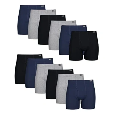 Abbildung von Hanes Herren Boxershorts ohne Etikett mit stoffbezogenem Bund mehrere Packungen erhältlich Retroshorts, 12er Pack Sortiert, M