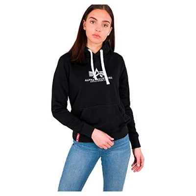 Abbildung von Alpha Industries NEW Basic Hoody Kapuzenpullover, Damen, Größe: Large, Black