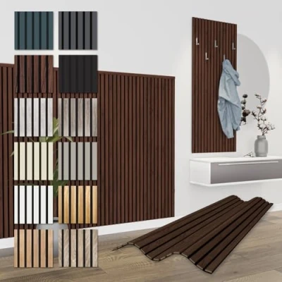 Abbildung von Hexim Wanddekoobjekt APH13 (Akustikpaneele 138,5x60cm flexible Lamellenwand Holz MDF Wandpaneele Lamellenverkleidung Wandverkleidung Innendekoration schalldämmend (1 Paneel / 0,83 m² Catania Oak APH13)