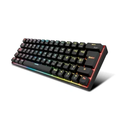 Abbildung von KROM Kyara Mechanische Gaming Tastatur RGB, Bluetooth 5.0, 2.4 GHz und USB, 60% Formfaktor Design, umschaltbare Schalter, kompatibel mit Windows, Android, IOS MAC, spanisches Layout, schwarz