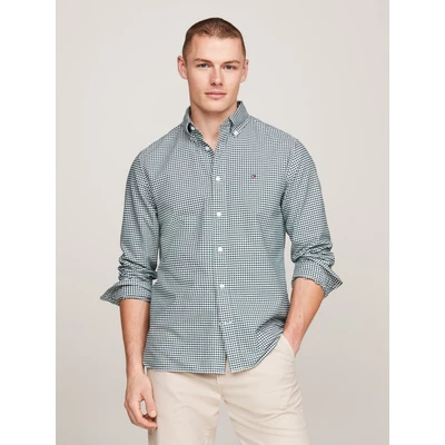 Abbildung von Tommy Hilfiger Heritage Oxford Gingham Shirt Hemd, Herren, Größe: Medium, Ornamental green/optic white