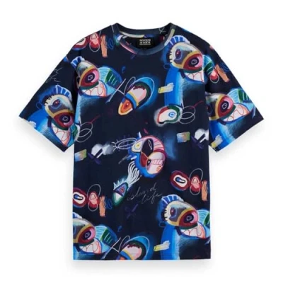 Abbildung von Scotch &amp; Soda Tshirt print, Herren, Größe: Medium, Marine mehrfarbig