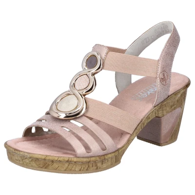 Abbildung von Rieker Sandalette, Sommerschuh, Sandale, Plateauabsatz mit Schmuck Applikation