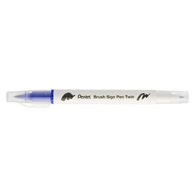 Abbildung von Pentel Brush Sign Stift mit zwei Spitzen, blau, 10 Stück