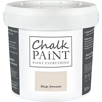 Abbildung von Chalk Paint Everything® Beige Francese Kreidefarbe Wasserbasis für Alle Oberflächen einfach zu verarbeiten ohne schlechten Geruch Extra Matt (5 Liter)