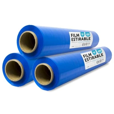 Abbildung von blaue Folie zum Verpacken, Kunststoffabdeckung, für Umzugskisten, Schutz von Möbeln und Sendungen, Maße 50 cm x 200 m dehnbar · office (Blau, 3 Stück)