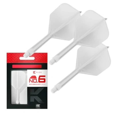 Abbildung von Target Darts K Flex Integrated Dart Flights and Shafts, Nr. 6 Weiß (Mittelstufe) 3er Pack No6, Kflex All In One Moulded Flight &amp; Stem Professionelles Zubehör