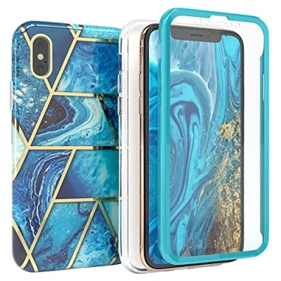 Abbildung von EAZY Case 360 Grad Hülle kompatibel mit iPhone XS Max Kameraschutz, Premium Full Cover, Displayschutz, Schutzhülle, Slimcover, Handyhülle, Komplett Schutz Blau