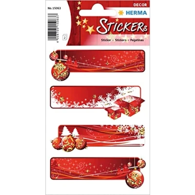 Abbildung von 10 x HERMA Sticker Decor Geschenketiketten Rot Beglimmert VE=2 Blatt