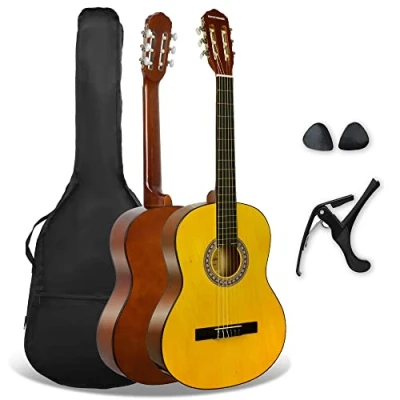 Abbildung von 3rd Avenue XF 4/4 Flamencogitarren Starterset in Normalgröße, Konzertgitarre mit Nylonsaiten, Gigbag, Kapodaster und Plektren Natur