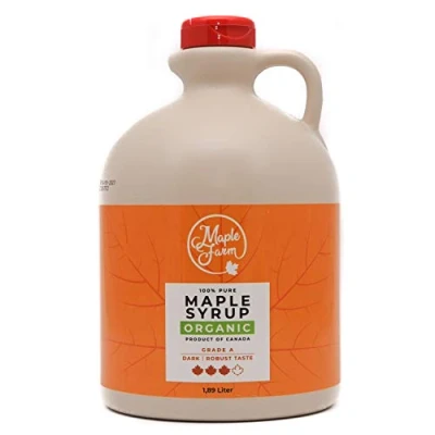Abbildung von MapleFarm Reiner kanadischer BIO Ahornsirup Dark, Klasse A, Dunkel, kräftiger Geschmack 1,89 l (1er Pack) maple syrup biologisch Ahornsaft