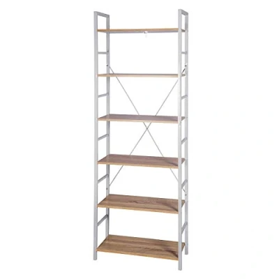 Abbildung von eSituro Standregal Bücherregal Metallregal Küchenregal Treppenregal Leiterregal Stufenregal Aufbewahrungregal 6 Ablagen Metall+MDF 60x28x180CM SSTR0046