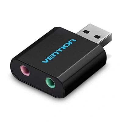 Abbildung von Vention Externe USB Soundkarte, 3,5 mm, Audio Adapter Karte mit Mikrofon, auf mm Klinke, Konverter für PS4, Laptop, Computer, Kopfhörer, Soundkarte (ohne Kabel)