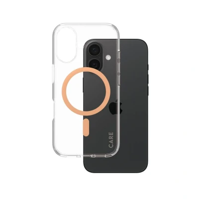 Abbildung von Apple iPhone 16 Hülle MagSafe Recycelter Kunststoff PanzerGlass Hard Case/Backcover Handyhülle Orange Shockproof/Stoßfest