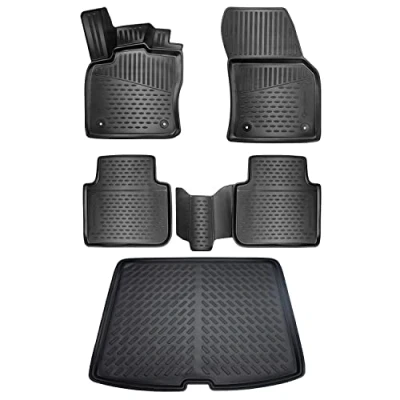 Abbildung von ELMASLINE Gummimatten &amp; Kofferraumwanne Set für Skoda KODIAQ 2016 2024 Extra hoher 5cm Rand