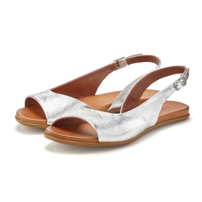 Abbildung von LASCANA Sandale, aus Leder in modischer Metallic Optik, Sandalette, Sommerschuh