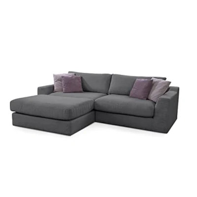 Abbildung von CAVADORE Ecksofa Fiona / Mega L Sofa in Cord mit tiefen Sitzflächen und weicher Polsterung Cordsofa 277 x 90 199 Cordstoff Grau