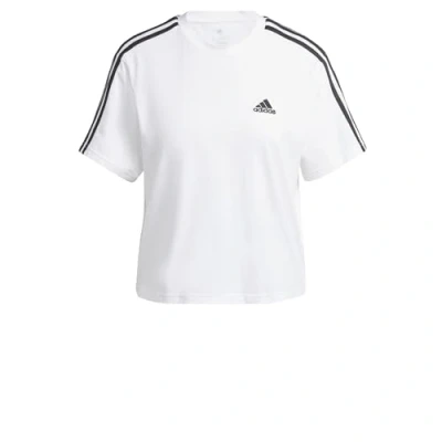 Abbildung von adidas Sportswear Essentials 3STRIPES Single Cropped Tshirt print Medium grey heather white, Damen, Größe: Large, white