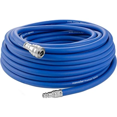 Abbildung von Poppstar Druckluftschlauch 20 m (Hybrid PVC mit Gewebe, Innendurchmesser 9,2mm Schnellkupplung &amp; Kupplungsstecker) bis bar, blau