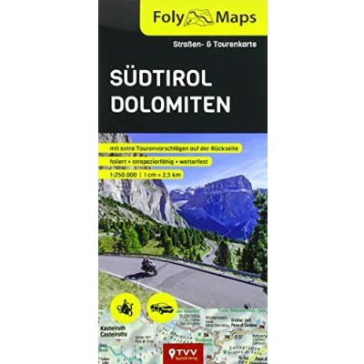 Abbildung von FolyMaps Südtirol Dolomiten 1:250 000: Straßen und Tourenkarte