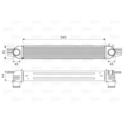 Abbildung von VALEO 818545 Ladeluftkühler ohne AGR Ventil PEUGEOT: Bipper Kastenwagen, CITROËN: Nemo FIAT: Fiorino III Kasten / Kombi