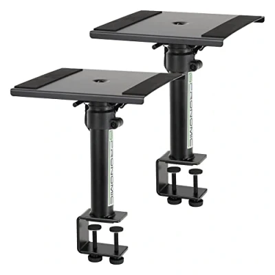 Abbildung von Pronomic SLS 36K BK Tischstative Paar mit Tischklemme für Studio Monitore sehr platzsparend Höhenverstellbar von 24,5 cm und 41,5 Ablagefläche Moosgummistreifen Schwarz
