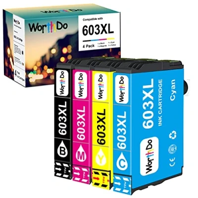 Abbildung von WORTHDO Tintenpatronen kompatibel für Epson 603XL 603 XL Druckerpatronen Expression Home XP 2150 2155 3150 3155 4150 4155 Workforce WF 2810 2830 2840 2850 (4er Pack)