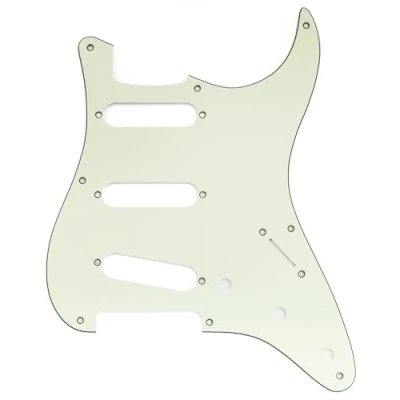 Abbildung von Musiclily Pro 8 Löcher ST Schlagbrett SSS Gitarren Pickguard für 2008 2019 China Squier Classic Vibe SQ CV 50s Reissue Vintage Strat Style E Gitarre, 3 lagig Mint Green