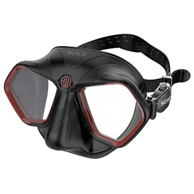 Abbildung von SEAC Unisex Adult Raptor kleinvolumige Maske zum Freitauchen und Speerfischen, schwarz/rote, Standard