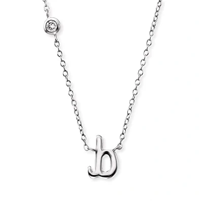 Abbildung von Engelsrufer Halskette aus Sterling Silber mit Anhänger Buchstabe B besetzt einem Zirkonia Stein in zwei Längen verstellbar Länge: 44cm