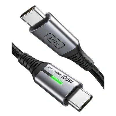 Abbildung von INIU USB C Kabel, 100W [0.3m] PD3.0 Schnellladekabel auf C, Nylon Geflochten Ladekabel Ladegerät für iPhone 15 Pro Samsung Galaxy S23 S22 S21 Pixel 7 iPad MacBook Air Tablets usw.