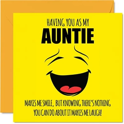 Abbildung von Lustige Geburtstagskarten für Tante Make Me Smile Witz Happy Birthday Karte vom Neffen, Banter Geburtstagsgeschenke, 145 mm x Grußkarten, Geschenk