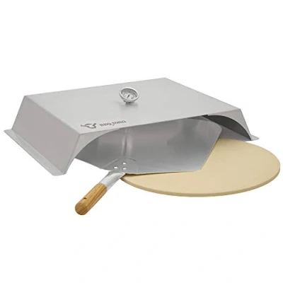 Abbildung von BBQ Toro Pizzaofen Edelstahl Pizzaaufsatz mit Thermometer, Pizzastein und Schaufel, Pizza, Schaufel