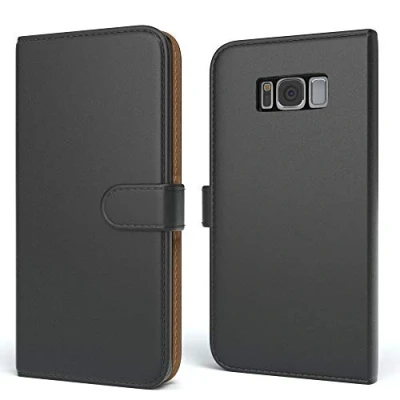 Abbildung von EAZY CASE Tasche kompatibel mit Samsung Galaxy S8 Schutzhülle Standfunktion Klapphülle Bookstyle, Handytasche Handyhülle Magnetverschluss und Kartenfach, Kunstleder, Schwarz