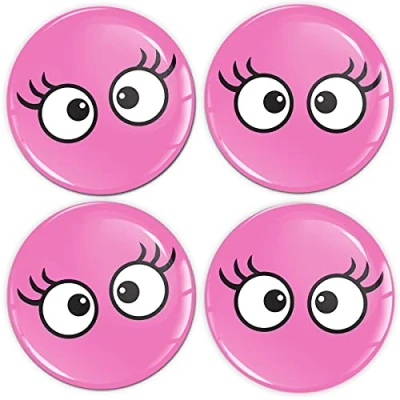Abbildung von Biomar Labs® 4 x 60mm Aufkleber 3D Augen mit Wimpern Silikon Für Radkappen Nabenkappen Radnabendeckel Rad Nabendeckel Rosa A 1760