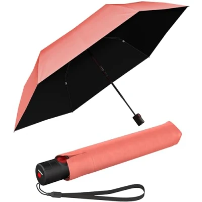 Abbildung von Knirps® Taschenregenschirm U.200 Ultra Light Duomatic UV coated, mit und Hitzeschutz, schwarz salmon