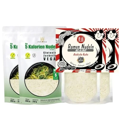 Abbildung von 2x 5 Kalorien Nudeln UND Ramen Nudeln, aus Alginat SCHULTZ KÖNIG, KALORIENARM GLUTENFREI