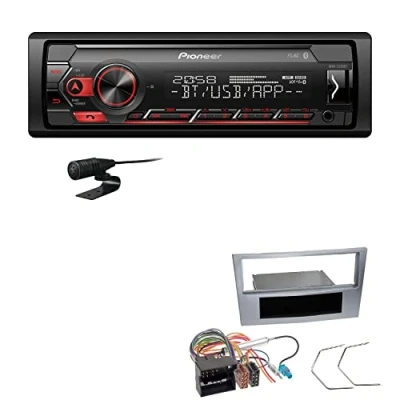 Abbildung von Pioneer MVH S320BT 1 DIN Bluetooth Autoradio USB FLAC Spotify mit Einbauset passend für Opel Astra H 2004 2010 matt Chrom