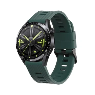 Abbildung von kwmobile Ersatzarmband kompatibel mit Huawei Watch GT 3 (46mm) Armband Fitnesstracker Band aus Silikon in Dunkelgrün