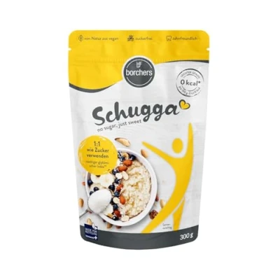 Abbildung von BORCHERS Schugga, Kristalline Streusüße 300g, Erythrit Sucralose Mischung, 1:1 wie Zucker, kalorienfrei &amp; zuckerfrei, Zuckerersatz, Süßungsmittel, Zuckeralternative (300g (1er Pack))