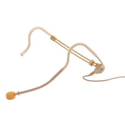 Abbildung von JTS CM 214F Elektret Kopfbügelmikrofon, verstellbares Bühnen Mikrofon mit zwei Ohr Haken, unauffälliges Headset inklusive Tasche und Windschutz, in Beige