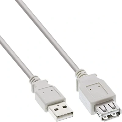 Abbildung von InLine 34618X USB 2.0 Verlängerung, Stecker / Buchse, Typ A, beige/grau, 1,8m