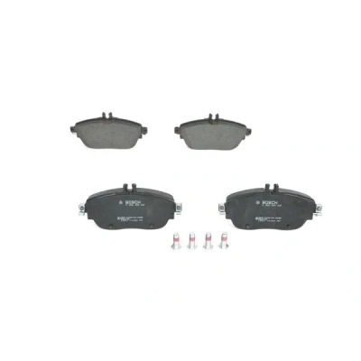 Abbildung von BOSCH 0 986 494 937 Bremsbelagsatz Low Metallic mit Anti Quietsch Blech, Schrauben Zubehör MERCEDES BENZ: SL Cabrio, AMG GT, INFINITI: Q30