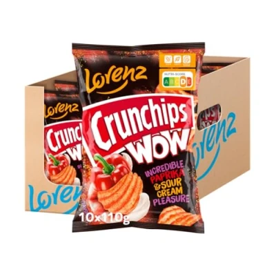 Abbildung von Lorenz Snack World Crunchips WOW Paprika &amp; Sour Cream, 10er Pack (10 x 110 g)