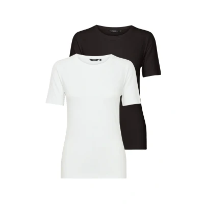 Abbildung von Oxmo Jessa 2 PACK Tshirt basic, Damen, Größe: Large, White black