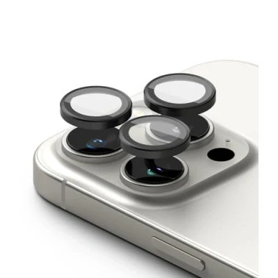 Abbildung von Ringke Camera Lens Frame Glass [2 Stück] Kompatibel mit iPhone 16 Pro Max / Kameraschutz, HD Qualität Gehärtetes Glas Einzelne Linse Schutz Aluminiumrahmen Black